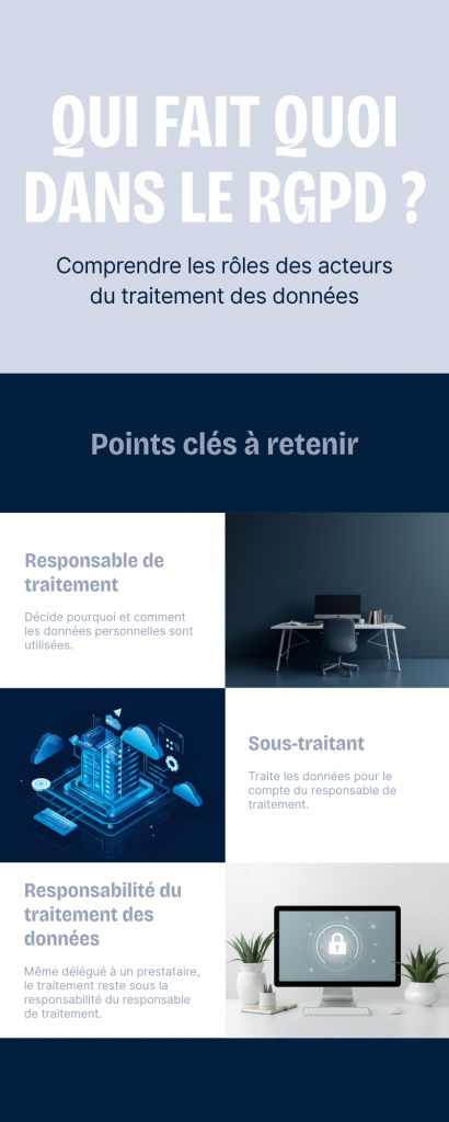 Infographie expliquant la différence entre responsable de traitement et sous-traitant selon le RGPD